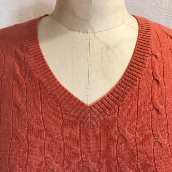 Evelyngrace S/M cashmere salmon vneck sweater - Picture 4 of 7